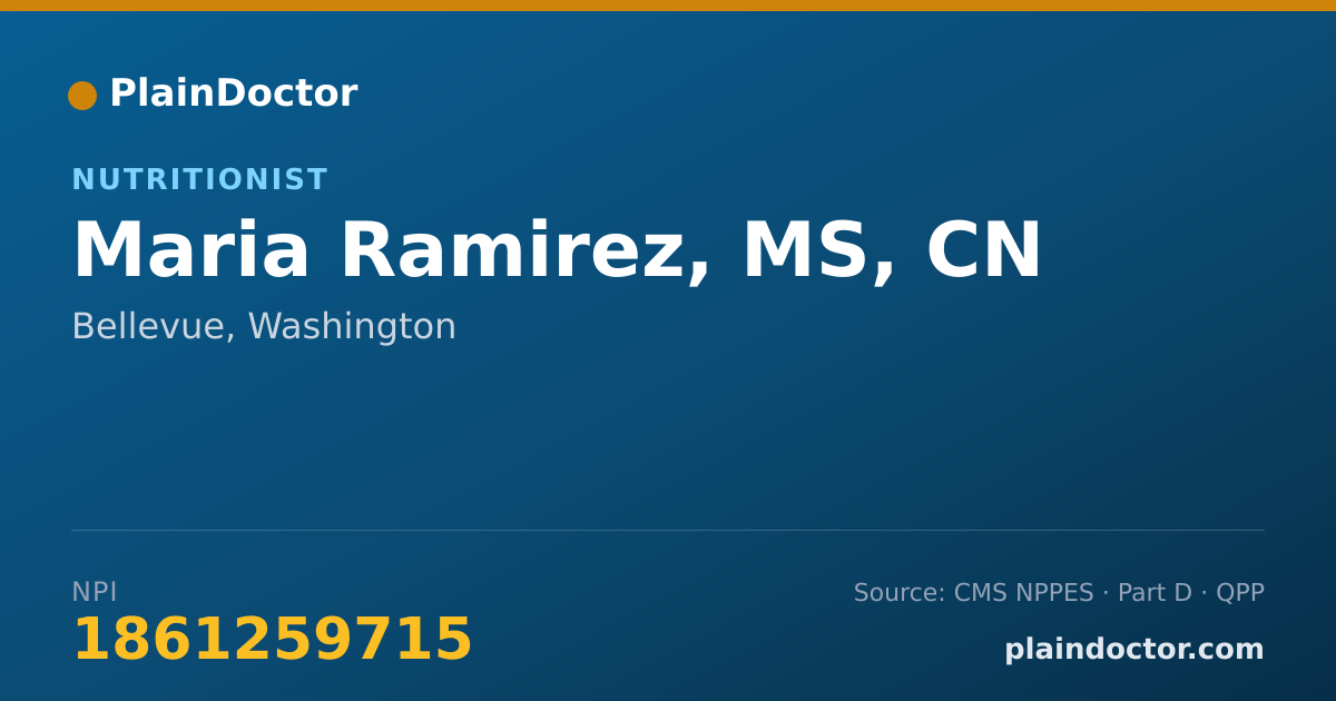 Shareable card for Maria Ramirez, MS, CN - Nutrition Education Nutritionist, San Diego, CA