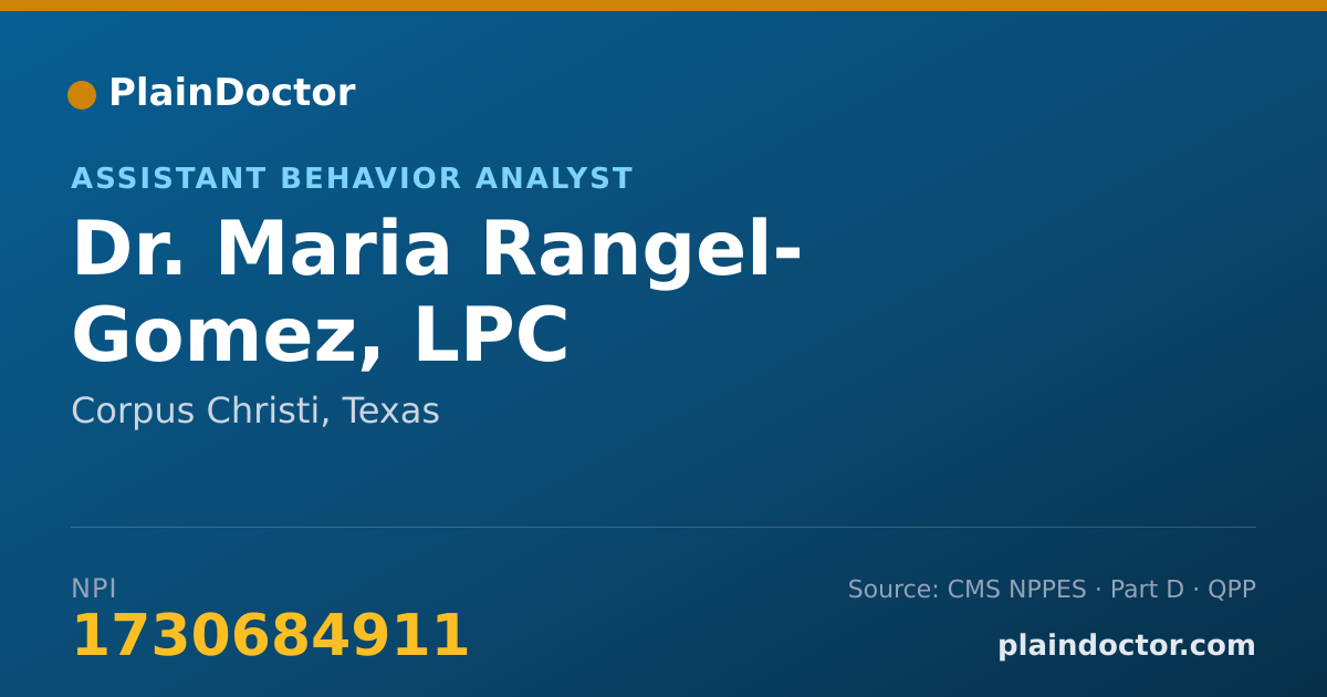Shareable card for Maria Rangel- Gomez, LPC - Assistant Behavior Analyst, Corpus Christi, TX