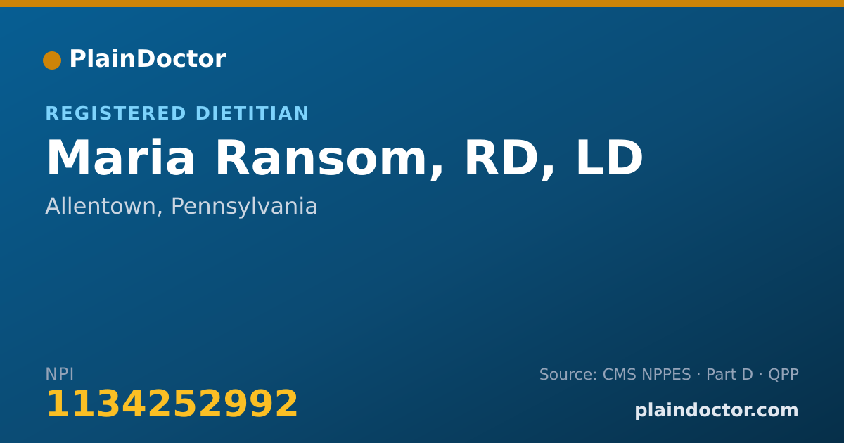 Shareable card for Maria Ransom, RD, LD - Registered Dietitian, Allentown, PA