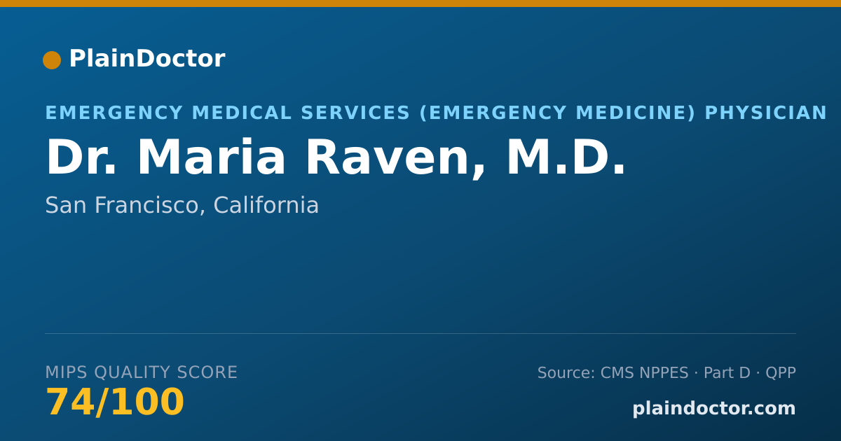 Shareable card for Maria Raven, M.D. - Emergency Medical Services (Emergency Medicine) Physician, San Francisco, CA