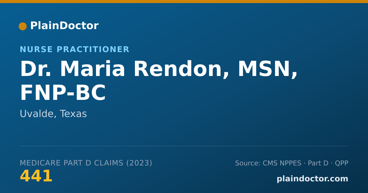 Shareable card for Maria Rendon, MSN, FNP-BC - Nurse Practitioner, Uvalde, TX