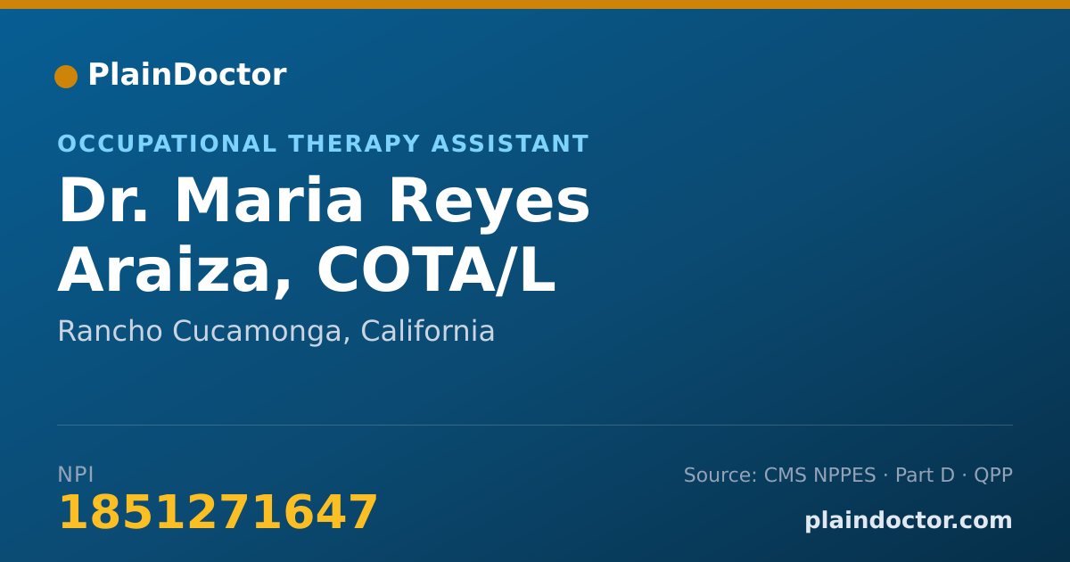 Shareable card for Maria Reyes Araiza, COTA/L - Occupational Therapy Assistant, Rancho Cucamonga, CA