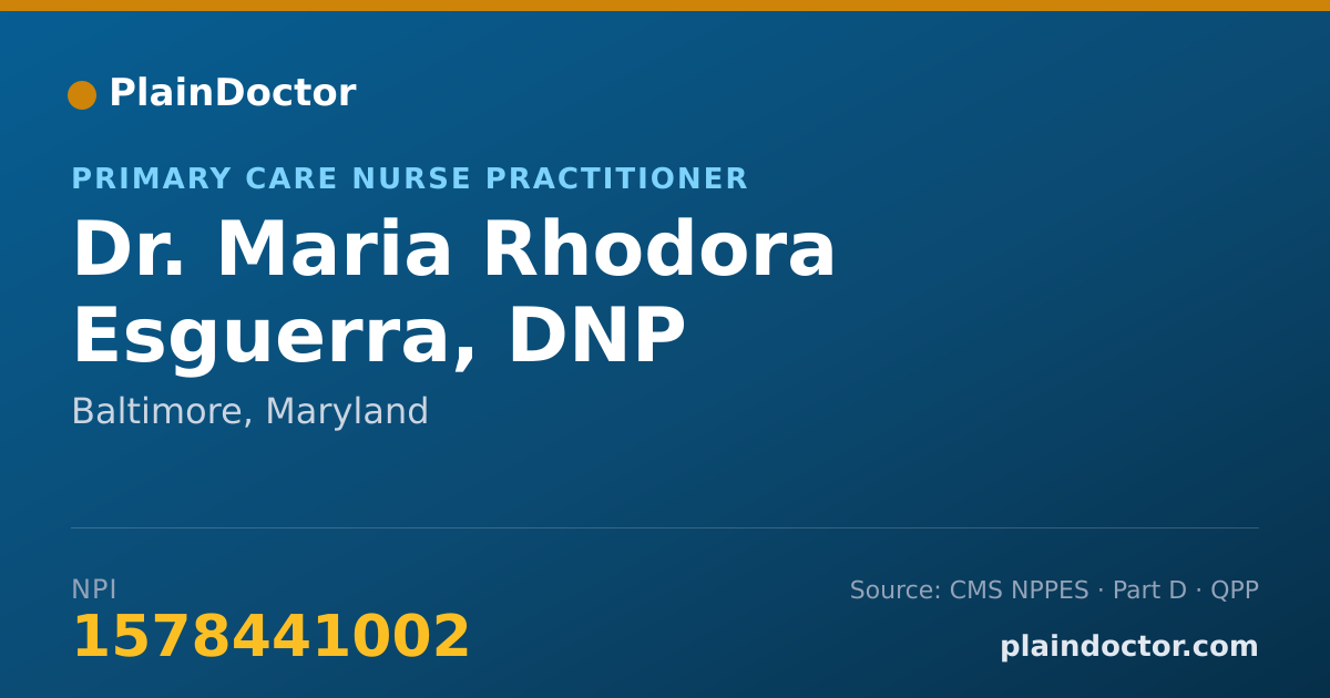 Shareable card for Maria Rhodora Esguerra, DNP - Primary Care Nurse Practitioner, Baltimore, MD