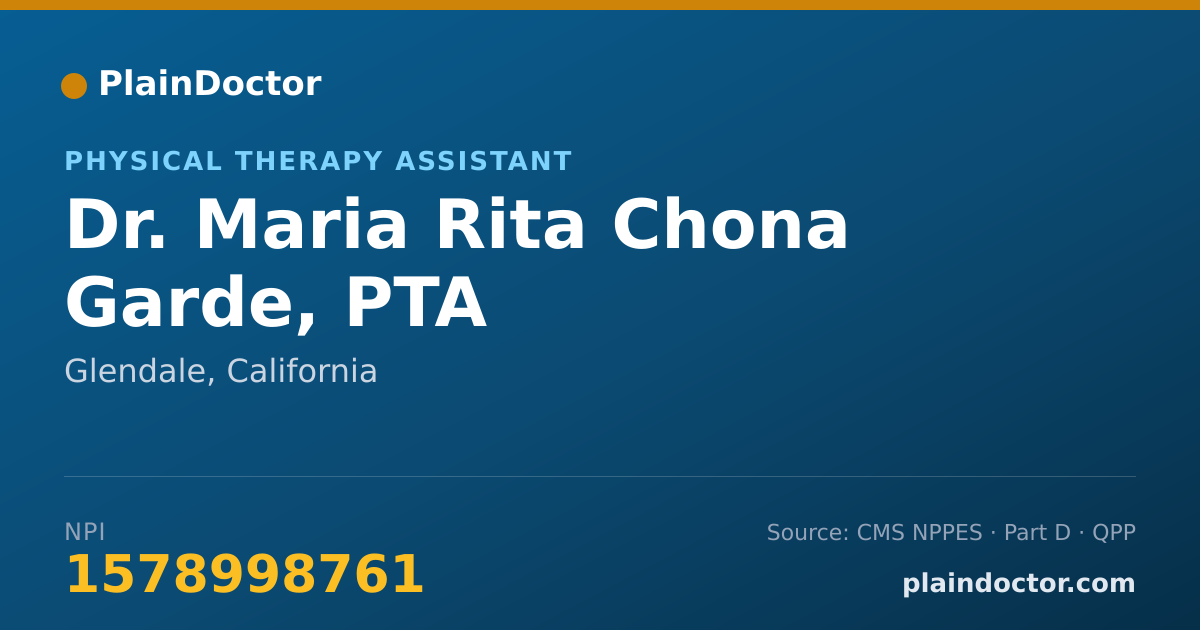 Shareable card for Maria Rita Chona Garde, PTA - Physical Therapy Assistant, Glendale, CA