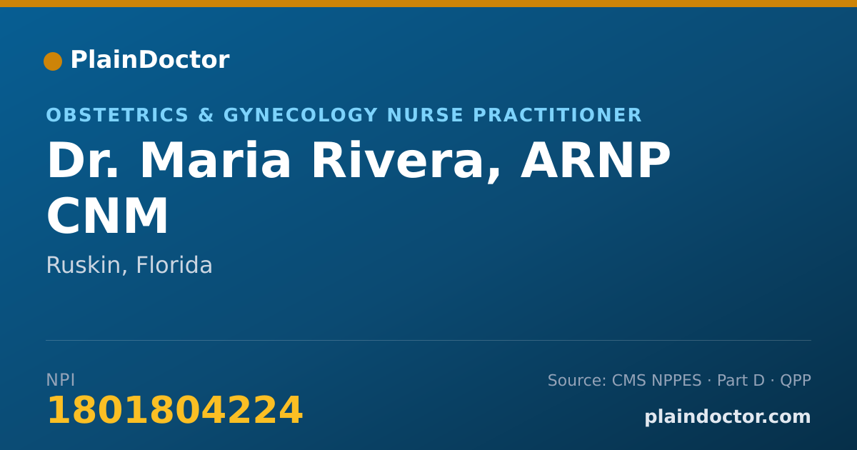 Shareable card for Maria Rivera, ARNP CNM - Obstetrics & Gynecology Nurse Practitioner, Ruskin, FL
