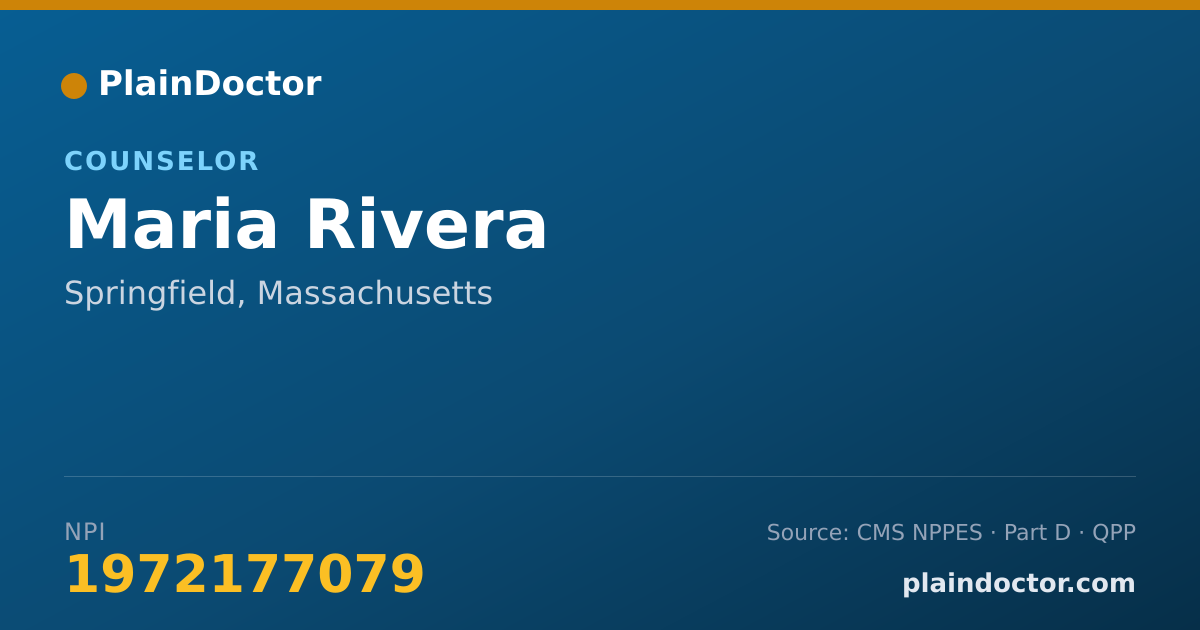 Shareable card for Maria Rivera - Counselor, Springfield, MA
