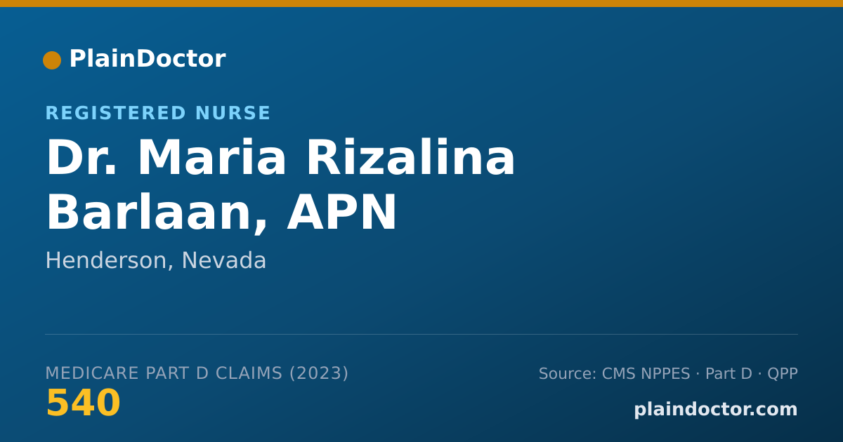 Shareable card for Maria Rizalina Barlaan, APN - Registered Nurse, Henderson, NV