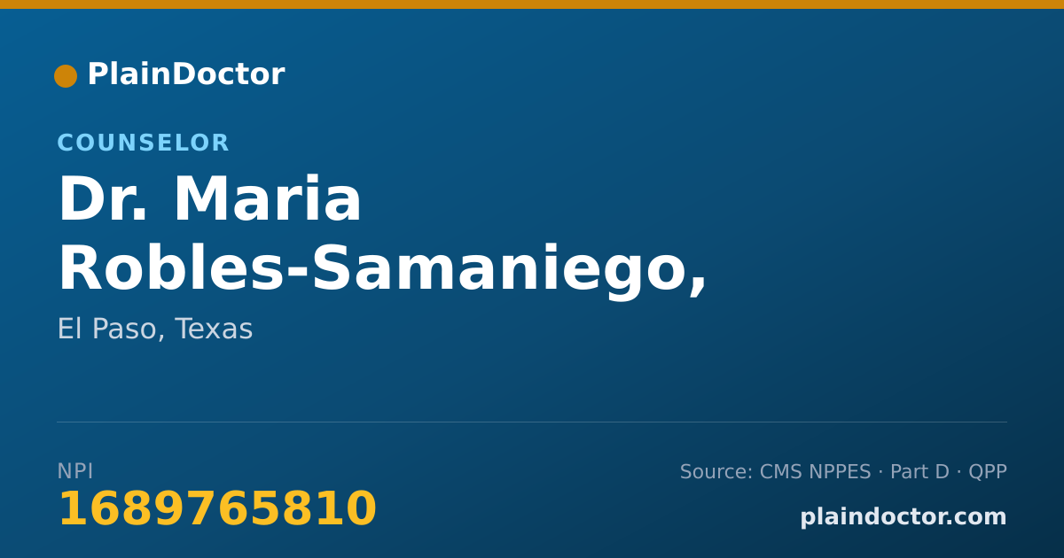 Shareable card for Maria Robles-Samaniego, L.P.C. - Counselor, El Paso, TX