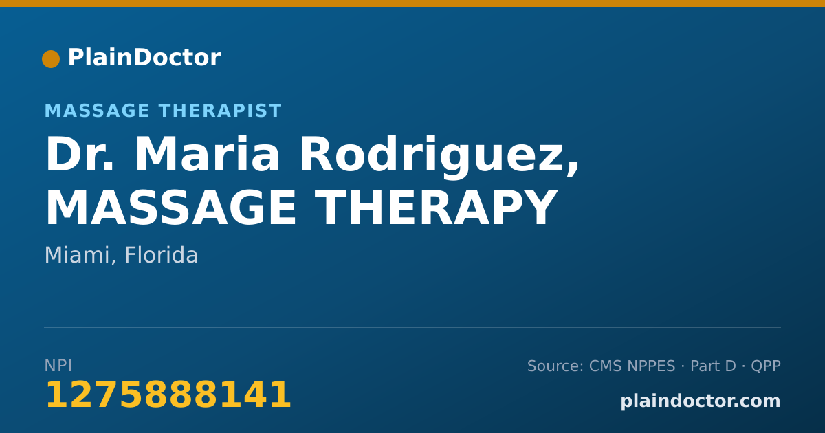 Shareable card for Maria Rodriguez, MASSAGE THERAPY - Massage Therapist, Miami, FL