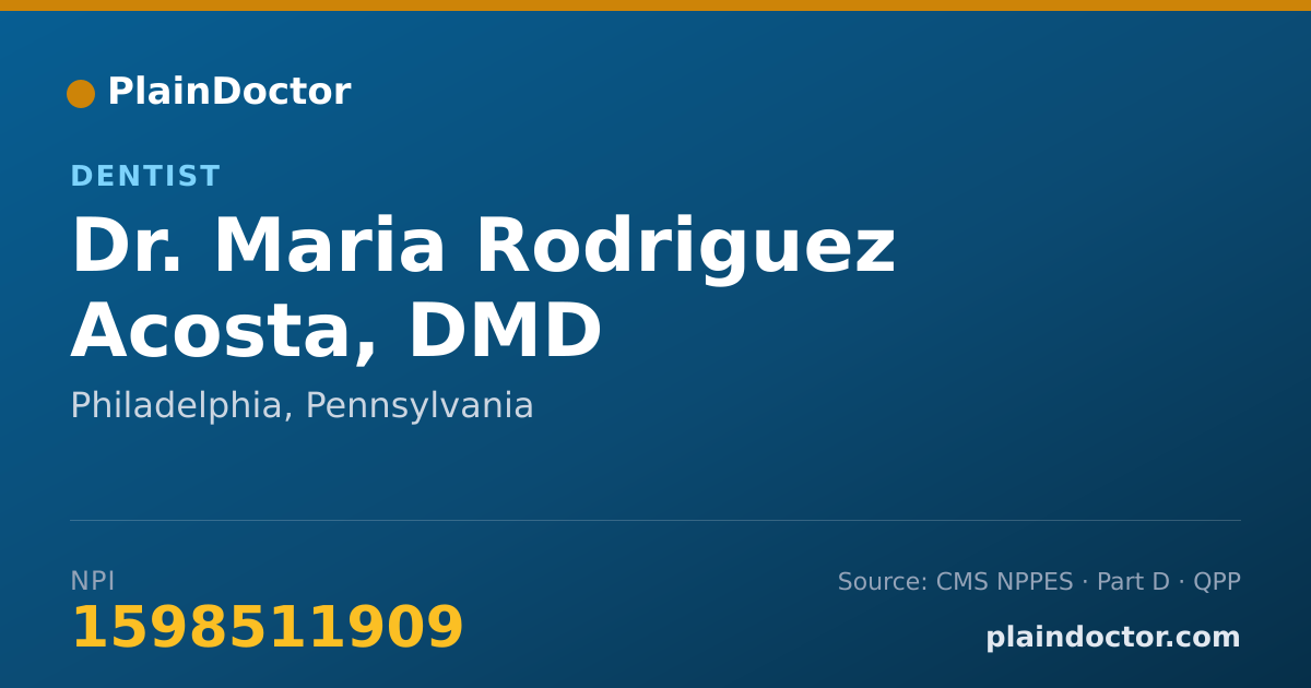 Shareable card for Maria Rodriguez Acosta, DMD - Dentist, Philadelphia, PA
