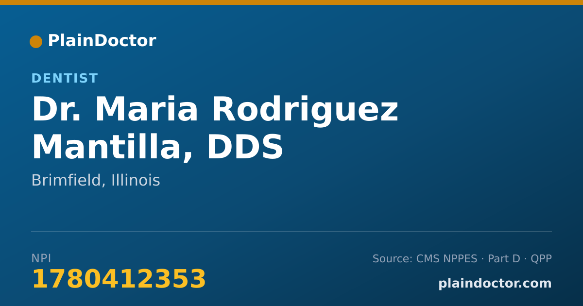 Shareable card for Maria Rodriguez Mantilla, DDS - Dentist, Brimfield, IL