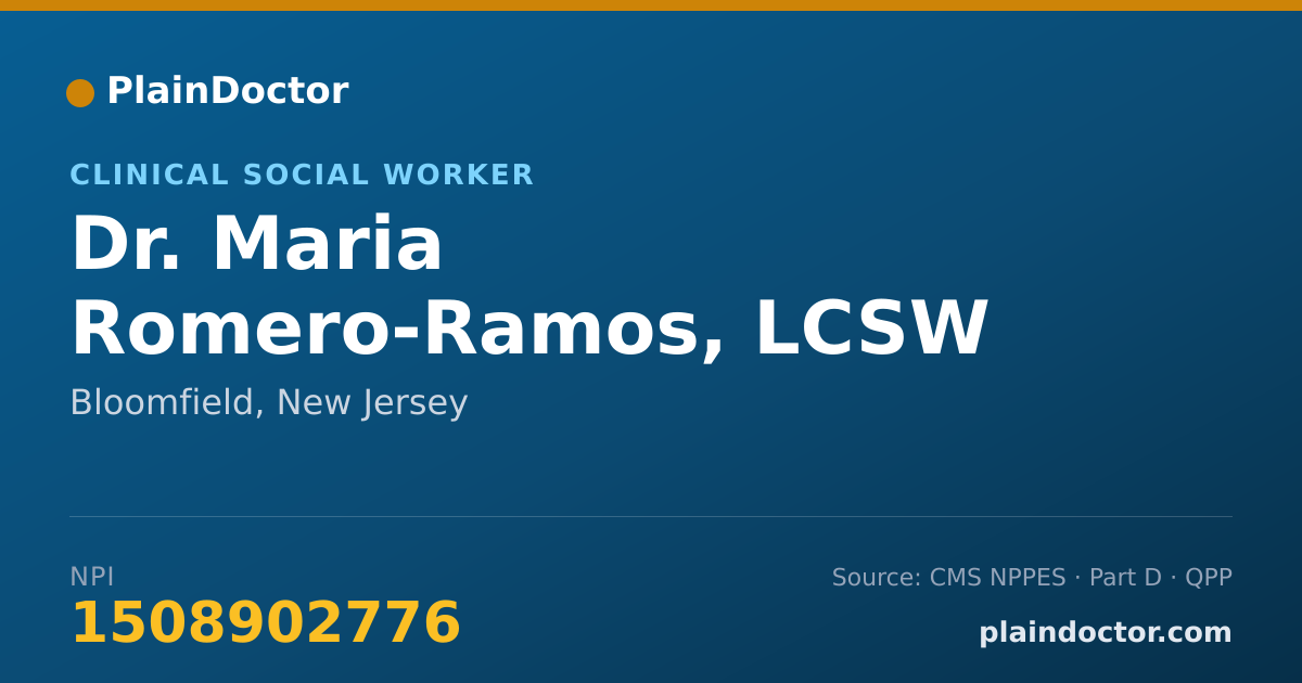 Shareable card for Maria Romero-Ramos, LCSW - Clinical Social Worker, Bloomfield, NJ