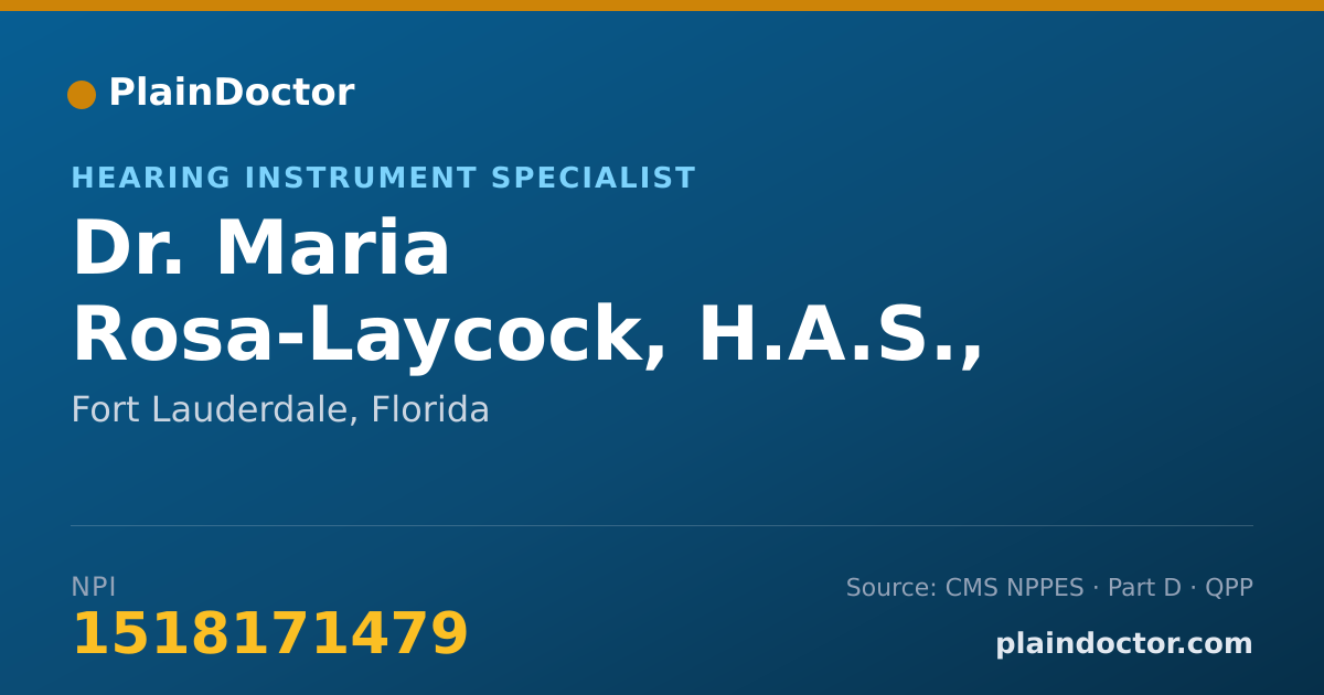 Shareable card for Maria Rosa-Laycock, H.A.S., BC-HIS - Hearing Instrument Specialist, Fort Lauderdale, FL