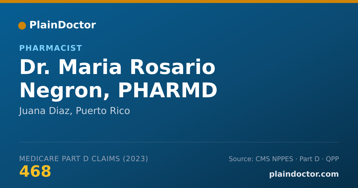 Shareable card for Maria Rosario Negron, PHARMD - Pharmacist, Juana Diaz, PR