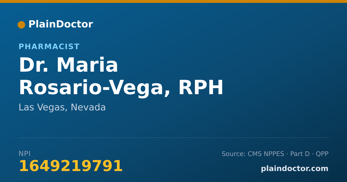 Shareable card for Maria Rosario-Vega, RPH - Pharmacist, Las Vegas, NV