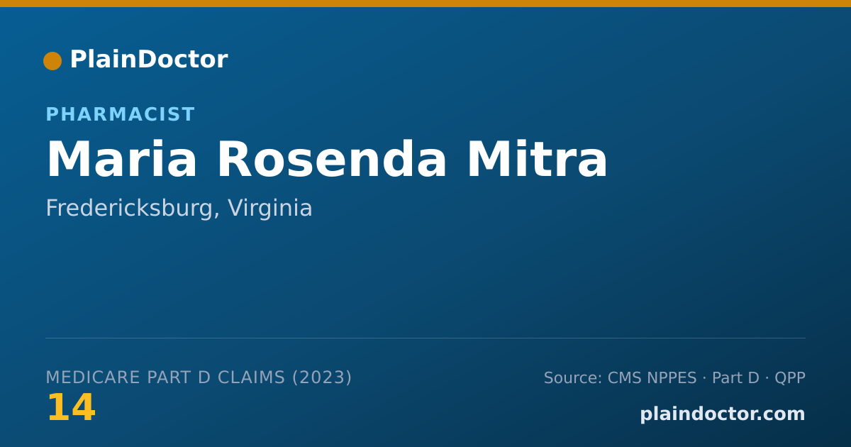 Shareable card for Maria Rosenda Mitra - Pharmacist, Fredericksburg, VA