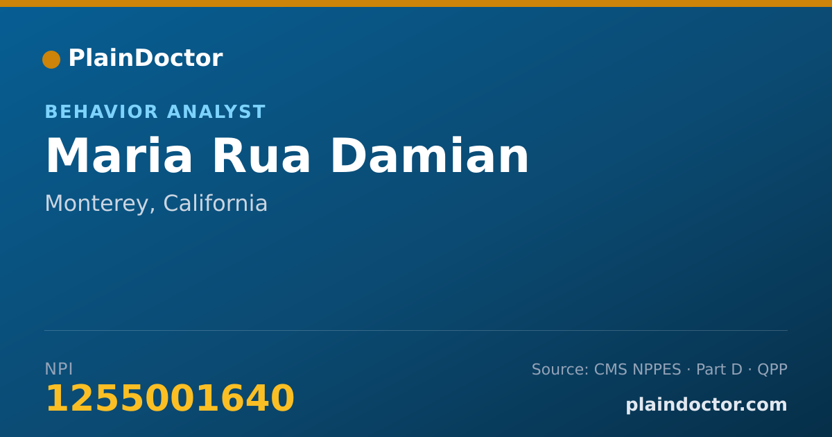 Shareable card for Maria Rua Damian - Behavior Analyst, Monterey, CA