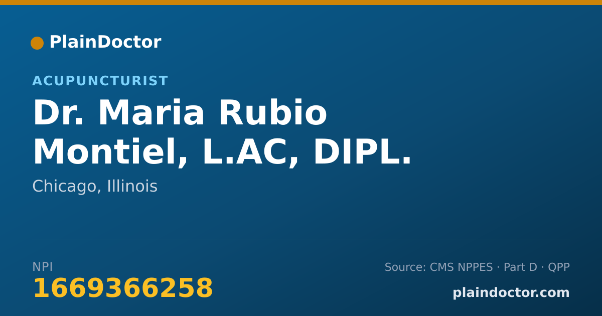 Shareable card for Maria Rubio Montiel, L.AC, DIPL. OM - Acupuncturist, Chicago, IL