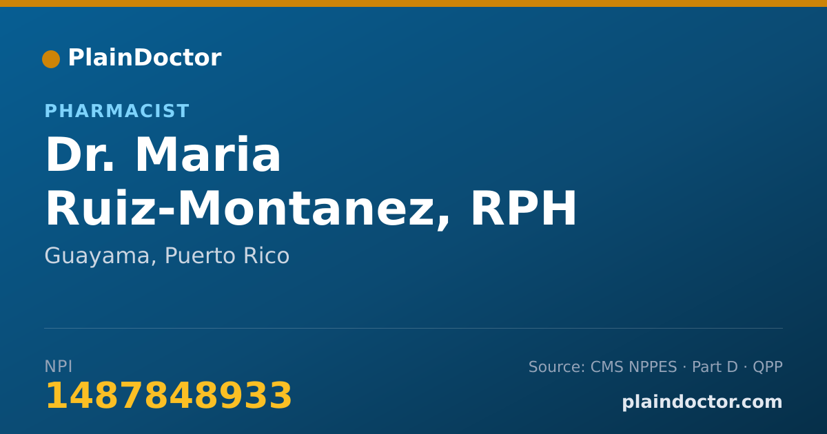 Shareable card for Maria Ruiz-Montanez, RPH - Pharmacist, Guayama, PR