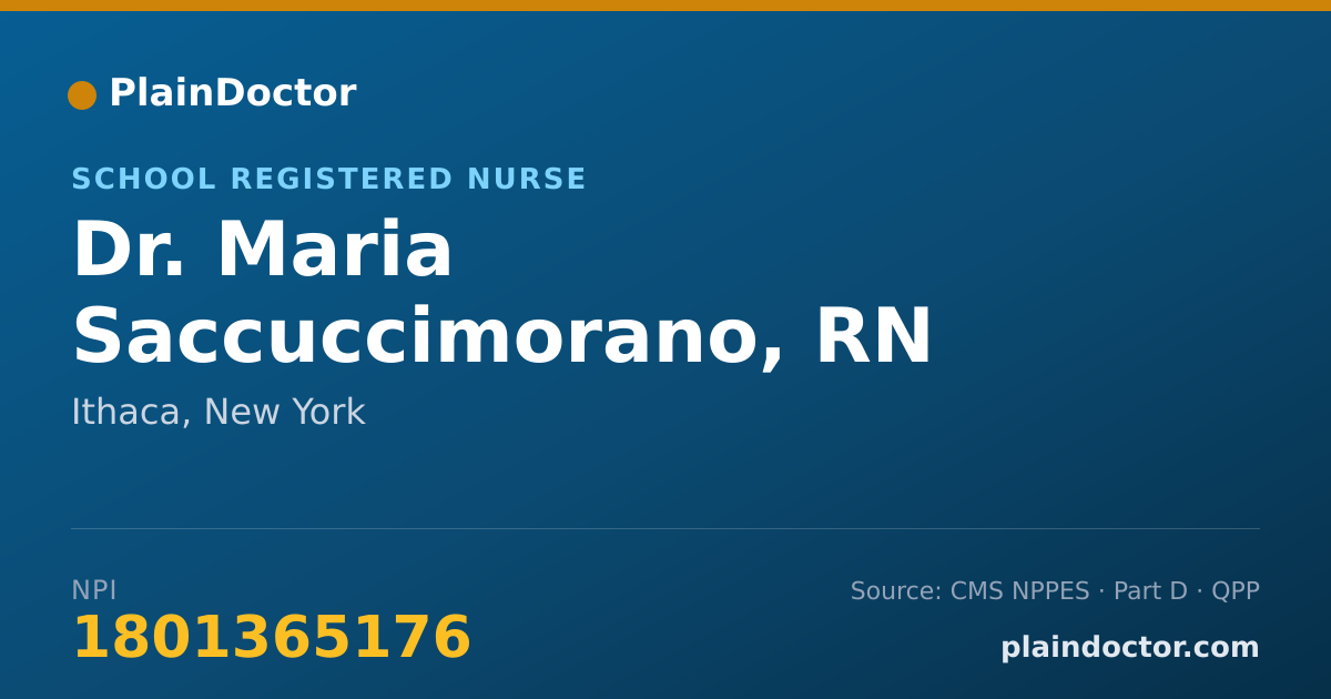 Shareable card for Maria Saccuccimorano, RN - School Registered Nurse, Ithaca, NY