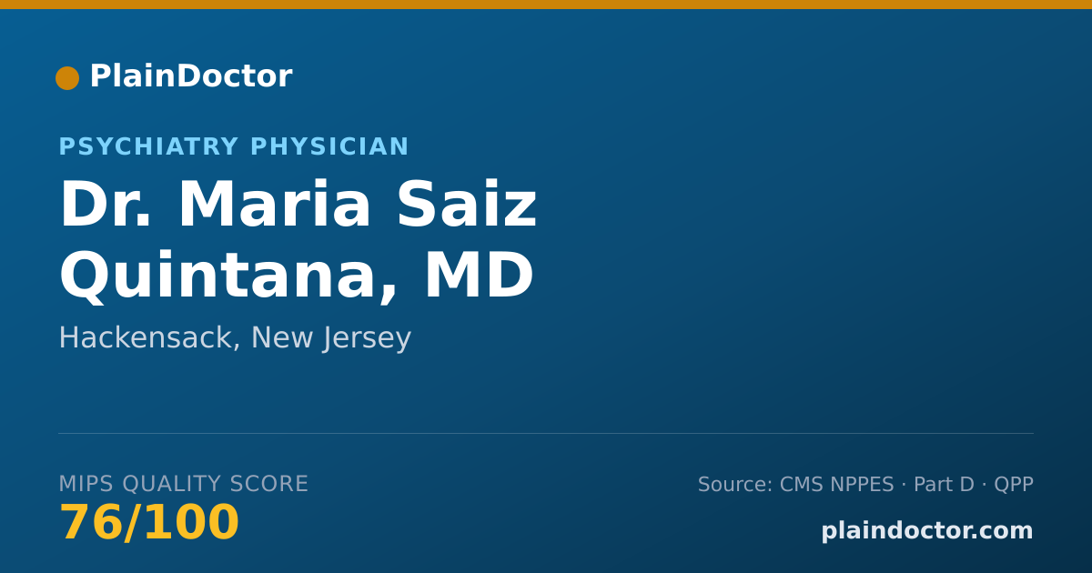 Shareable card for Maria Saiz Quintana, MD - Psychiatry Physician, Hackensack, NJ