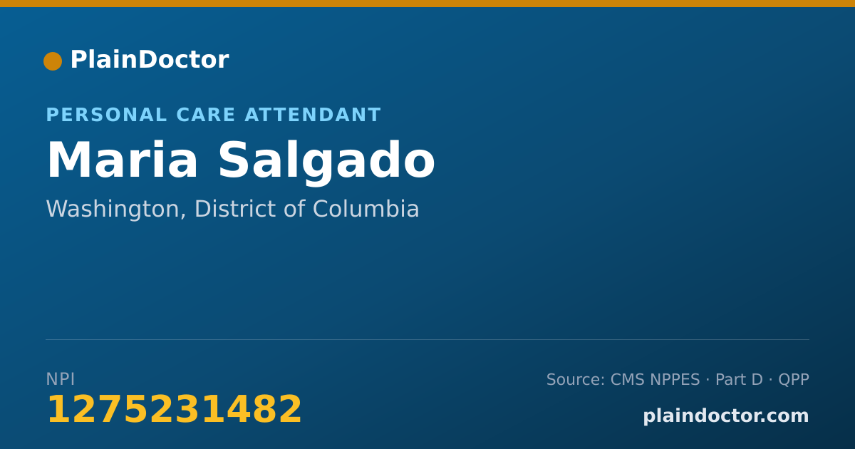 Shareable card for Maria Salgado - Personal Care Attendant, Washington, DC