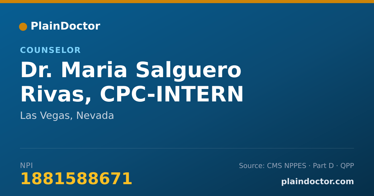 Shareable card for Maria Salguero Rivas, CPC-INTERN - Counselor, Las Vegas, NV