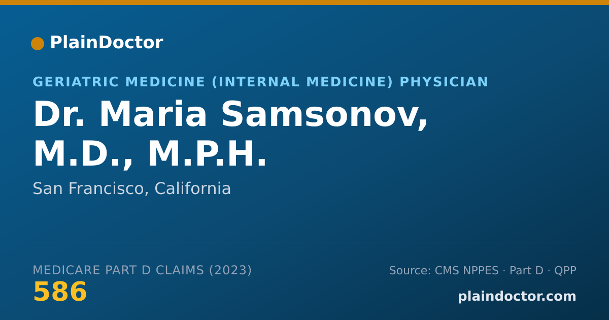 Shareable card for Maria Samsonov, M.D., M.P.H. - Geriatric Medicine (Internal Medicine) Physician, San Francisco, CA