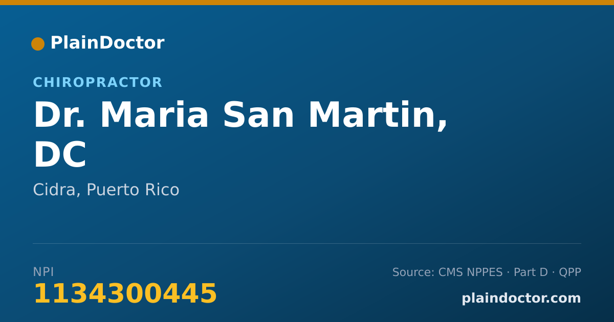 Shareable card for Maria San Martin, DC - Chiropractor, Cidra, PR