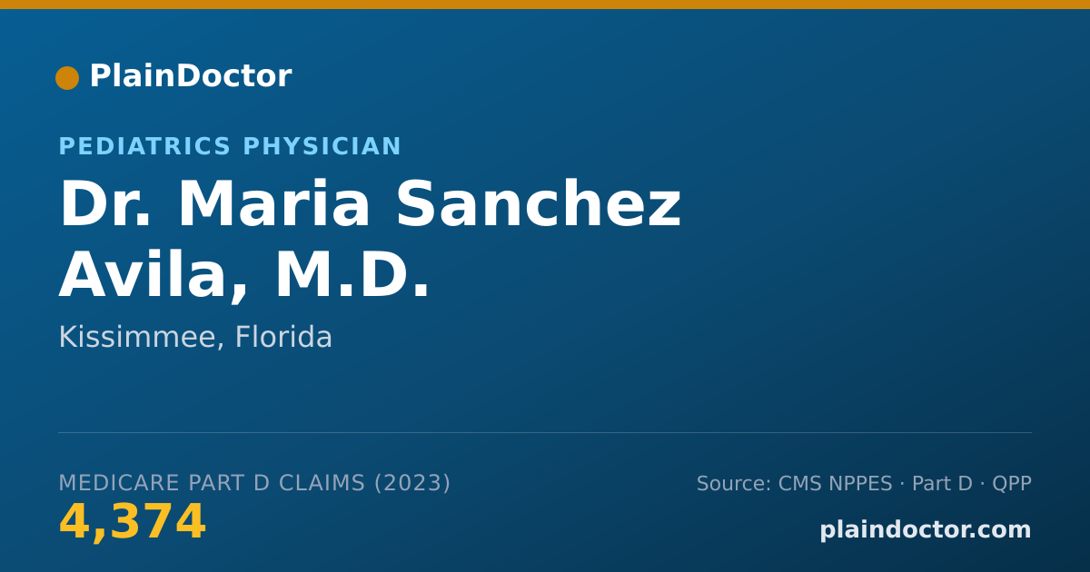 Shareable card for Maria Sanchez Avila, M.D. - Pediatrics Physician, Kissimmee, FL
