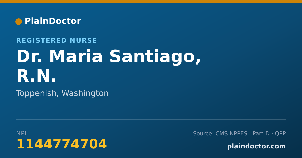 Shareable card for Maria Santiago, R.N. - Registered Nurse, Toppenish, WA