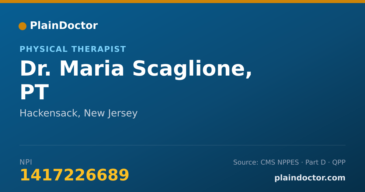 Shareable card for Maria Scaglione, PT - Physical Therapist, Hackensack, NJ