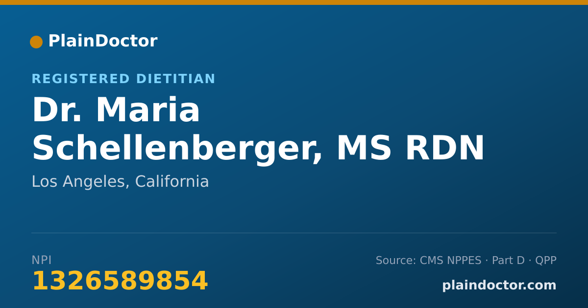 Shareable card for Maria Schellenberger, MS RDN - Registered Dietitian, Los Angeles, CA