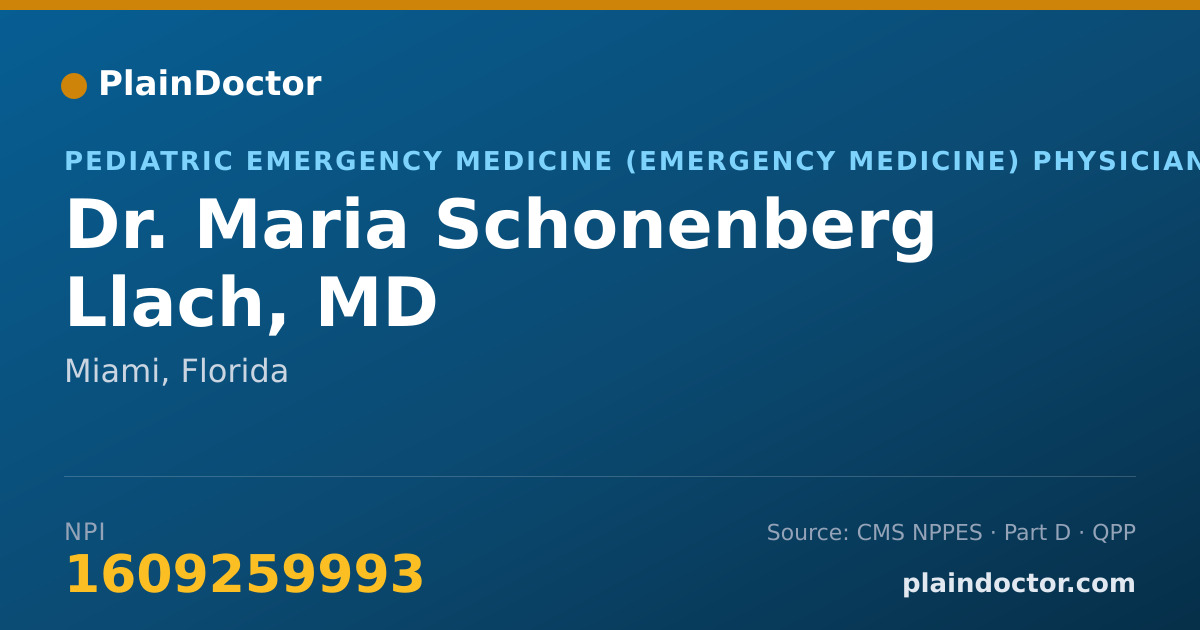 Shareable card for Maria Schonenberg Llach, MD - Pediatric Emergency Medicine (Emergency Medicine) Physician, Miami, FL