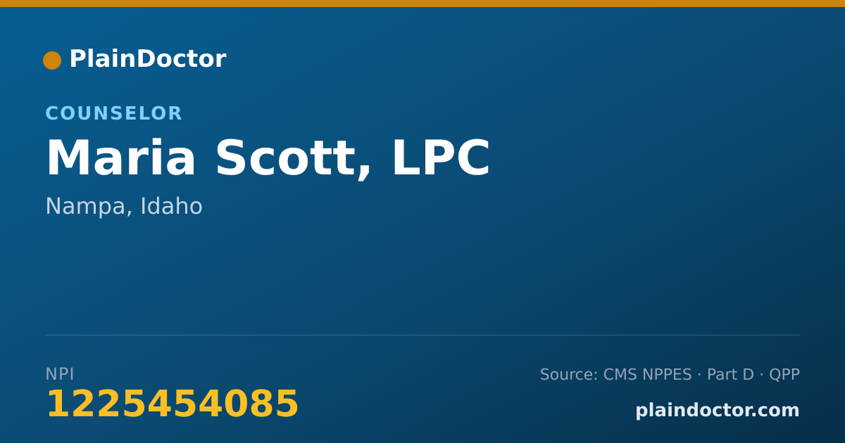 Shareable card for Maria Scott, LPC - Counselor, Nampa, ID
