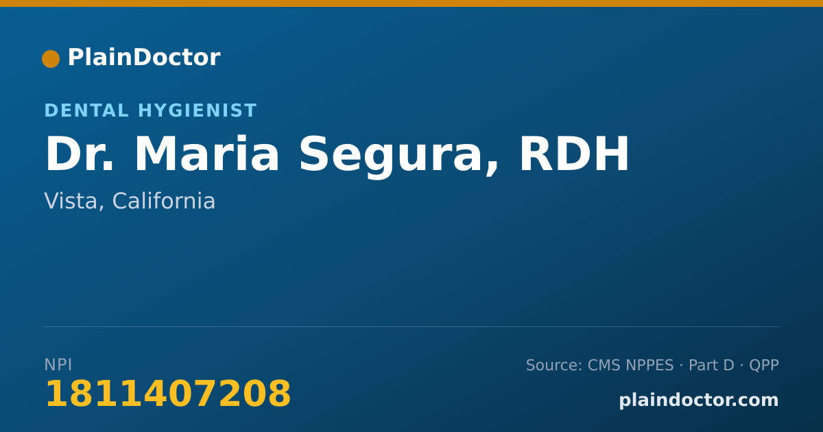 Shareable card for Maria Segura, RDH - Dental Hygienist, Vista, CA