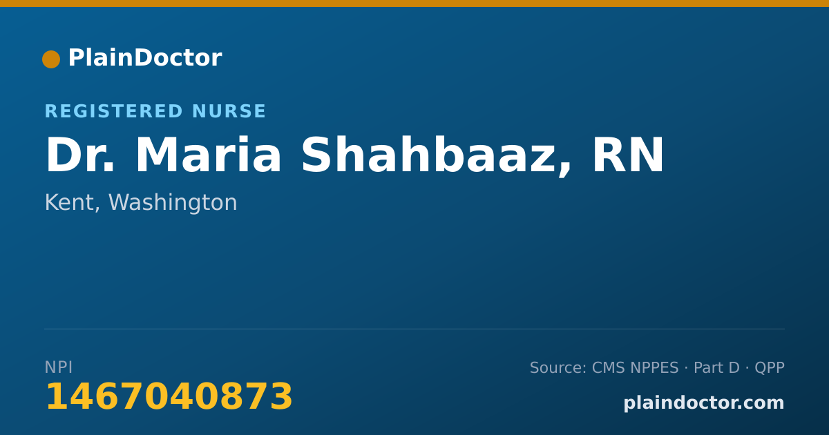 Shareable card for Maria Shahbaaz, RN - Registered Nurse, Kent, WA