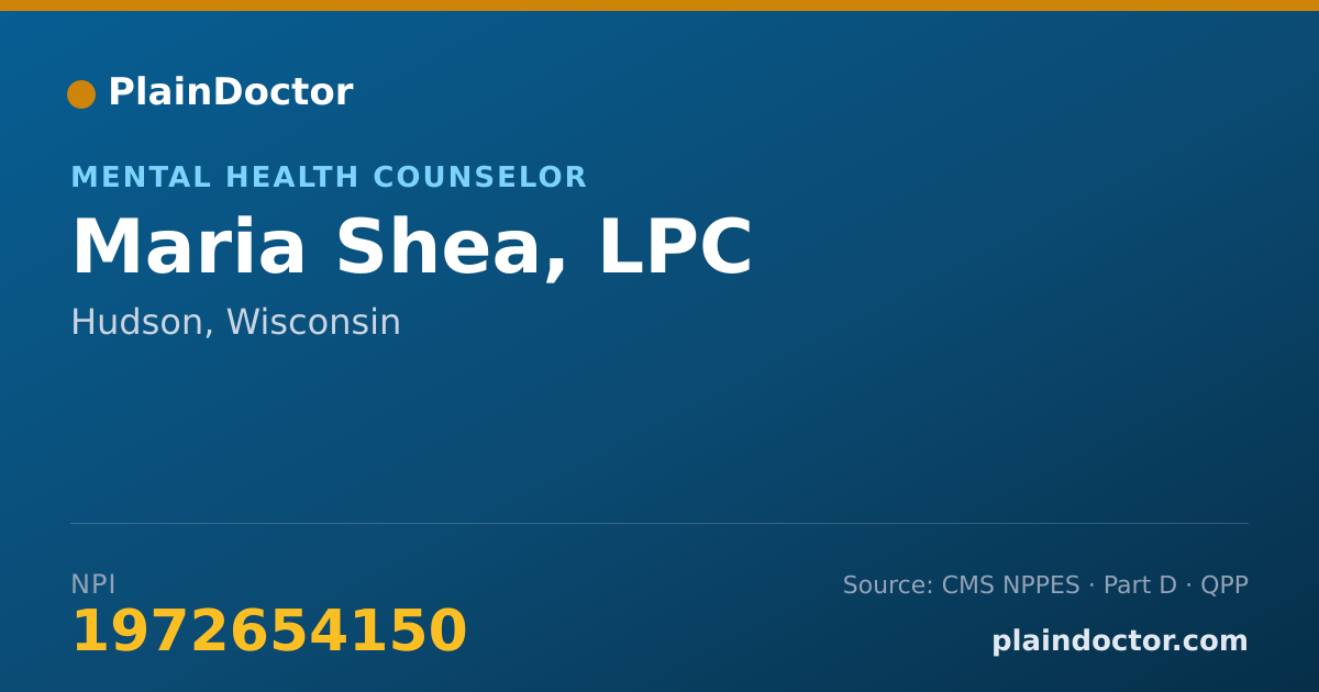 Shareable card for Maria Shea, LPC - Mental Health Counselor, Hudson, WI