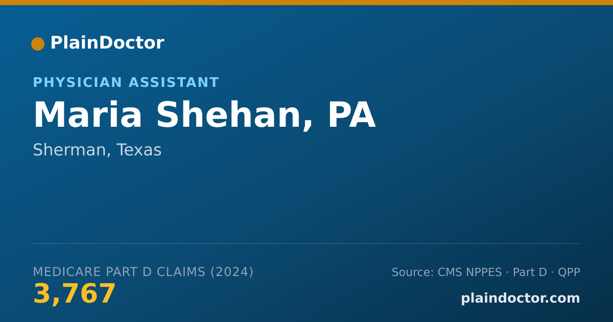 Shareable card for Maria Shehan, PA - Physician Assistant, Sherman, TX