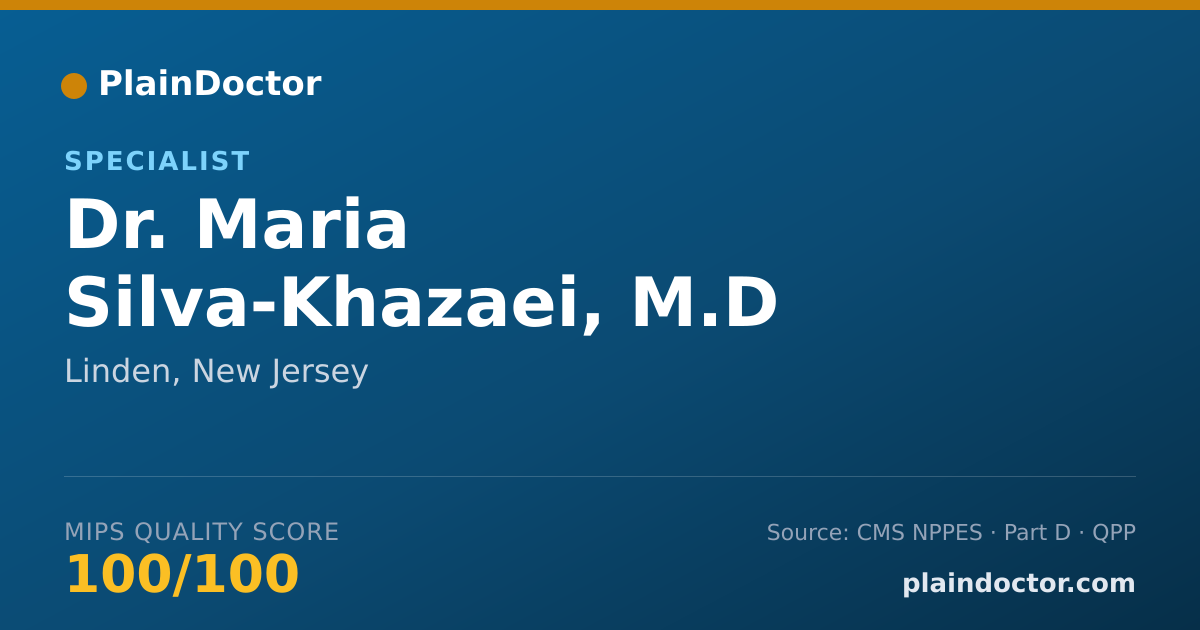 Shareable card for Maria Silva-Khazaei, M.D - Specialist, Linden, NJ