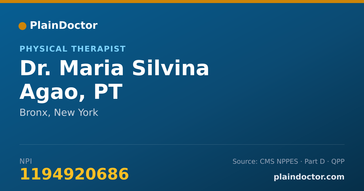 Shareable card for Maria Silvina Agao, PT - Physical Therapist, Bronx, NY