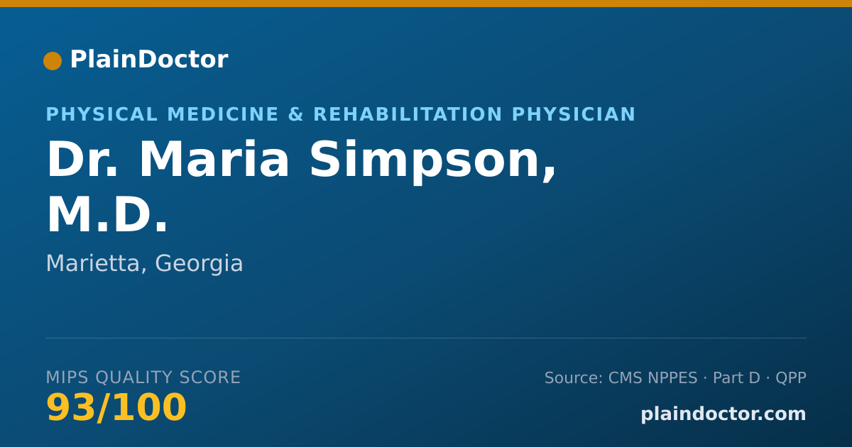 Shareable card for Maria Simpson, M.D. - Physical Medicine & Rehabilitation Physician, Marietta, GA