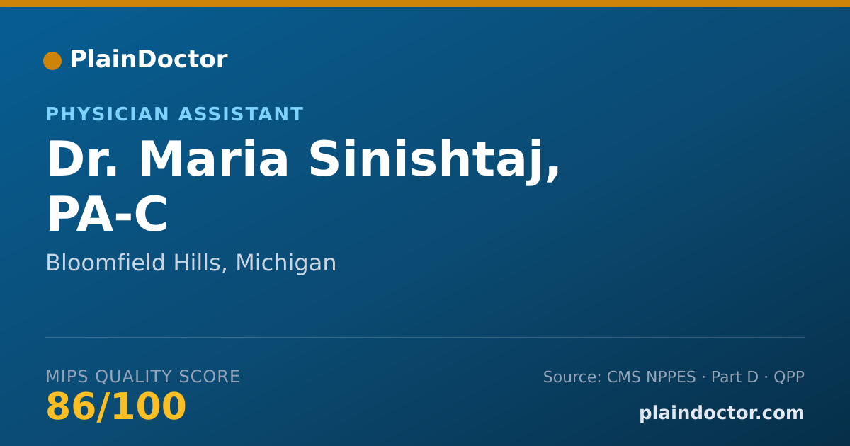 Shareable card for Maria Sinishtaj, PA-C - Physician Assistant, Bloomfield Hills, MI
