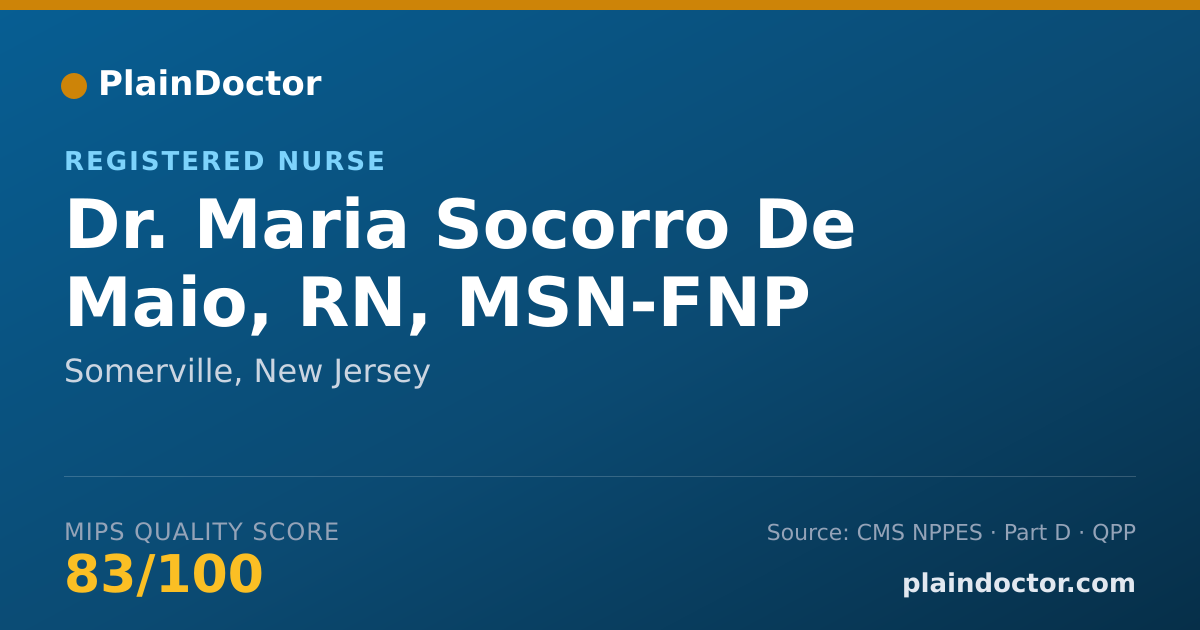 Shareable card for Maria Socorro De Maio, RN, MSN-FNP - Registered Nurse, Somerville, NJ