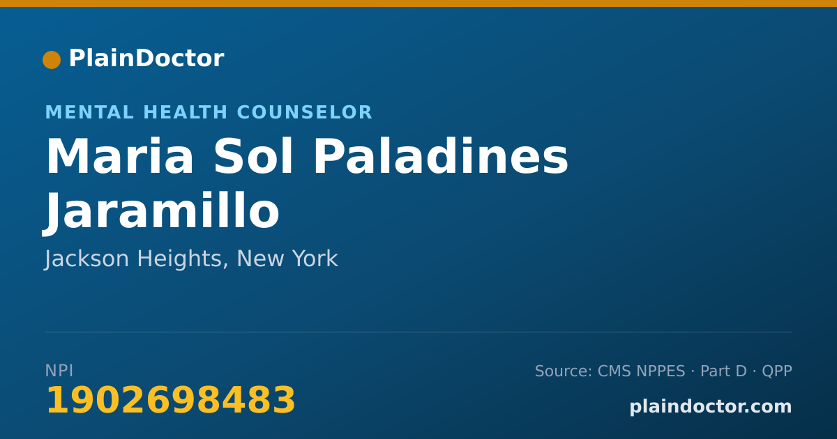 Shareable card for Maria Sol Paladines Jaramillo - Mental Health Counselor, Jackson Heights, NY