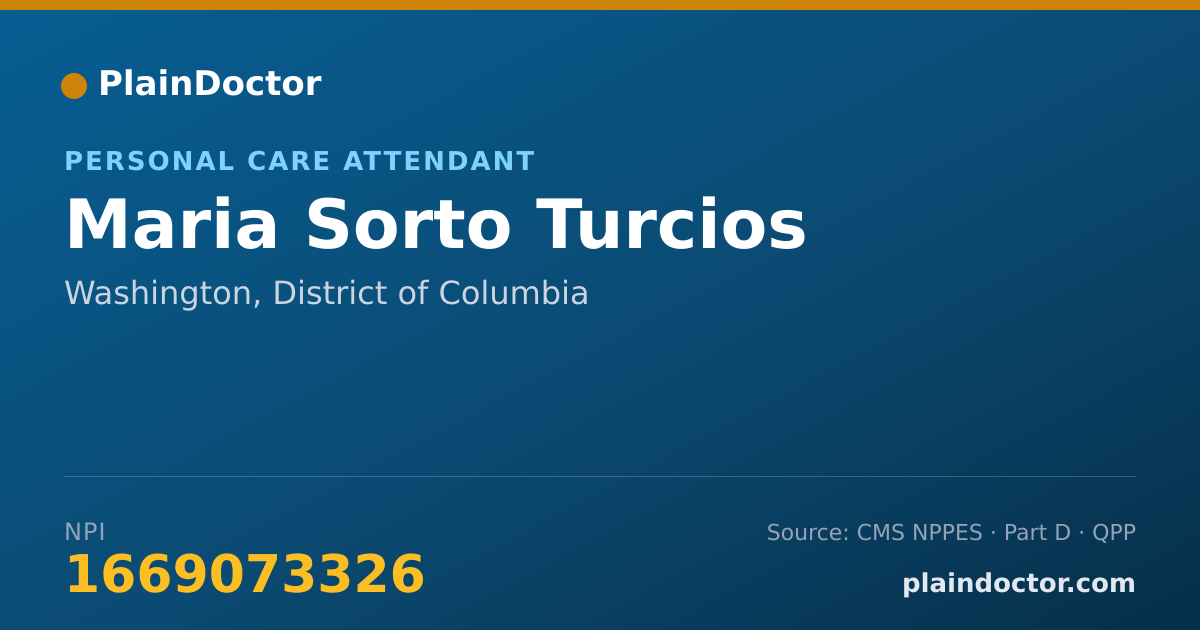 Shareable card for Maria Sorto Turcios - Personal Care Attendant, Washington, DC