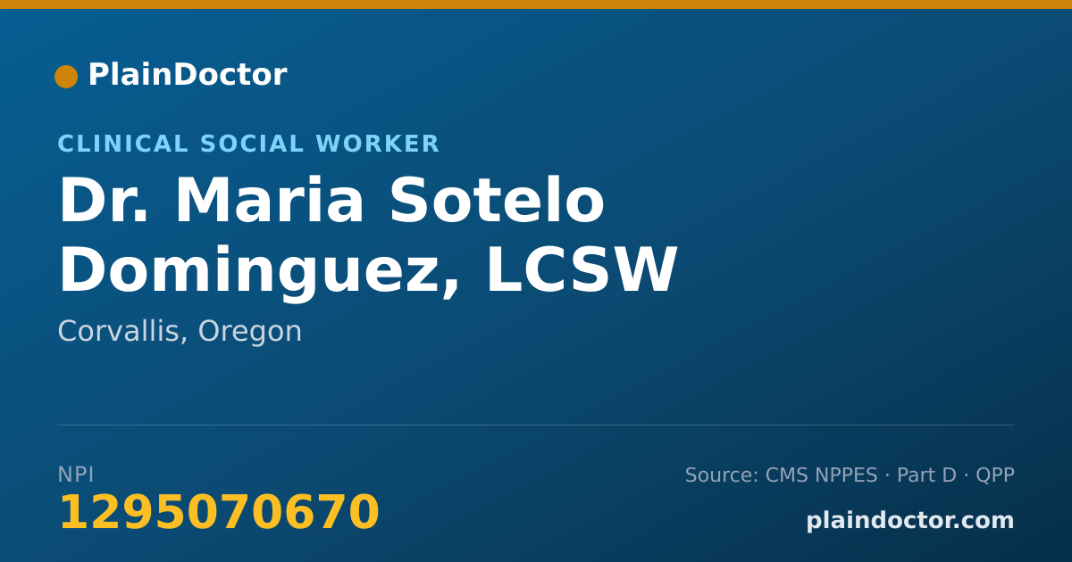 Shareable card for Maria Sotelo Dominguez, LCSW - Clinical Social Worker, Corvallis, OR