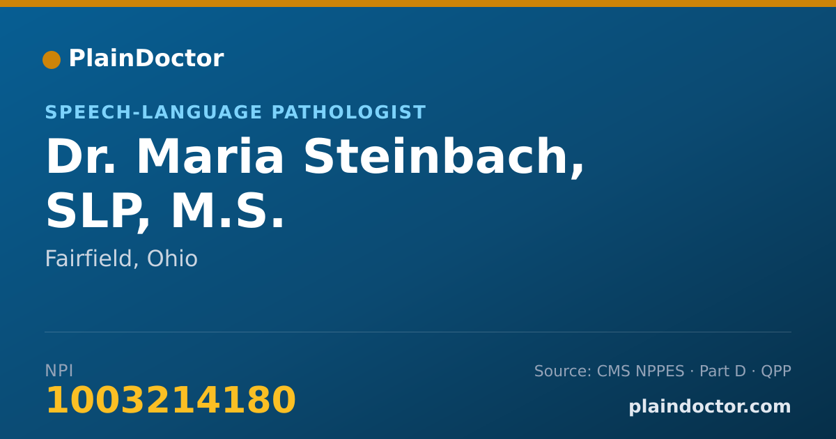 Shareable card for Maria Steinbach, SLP, M.S. - Speech-Language Pathologist, Fairfield, OH