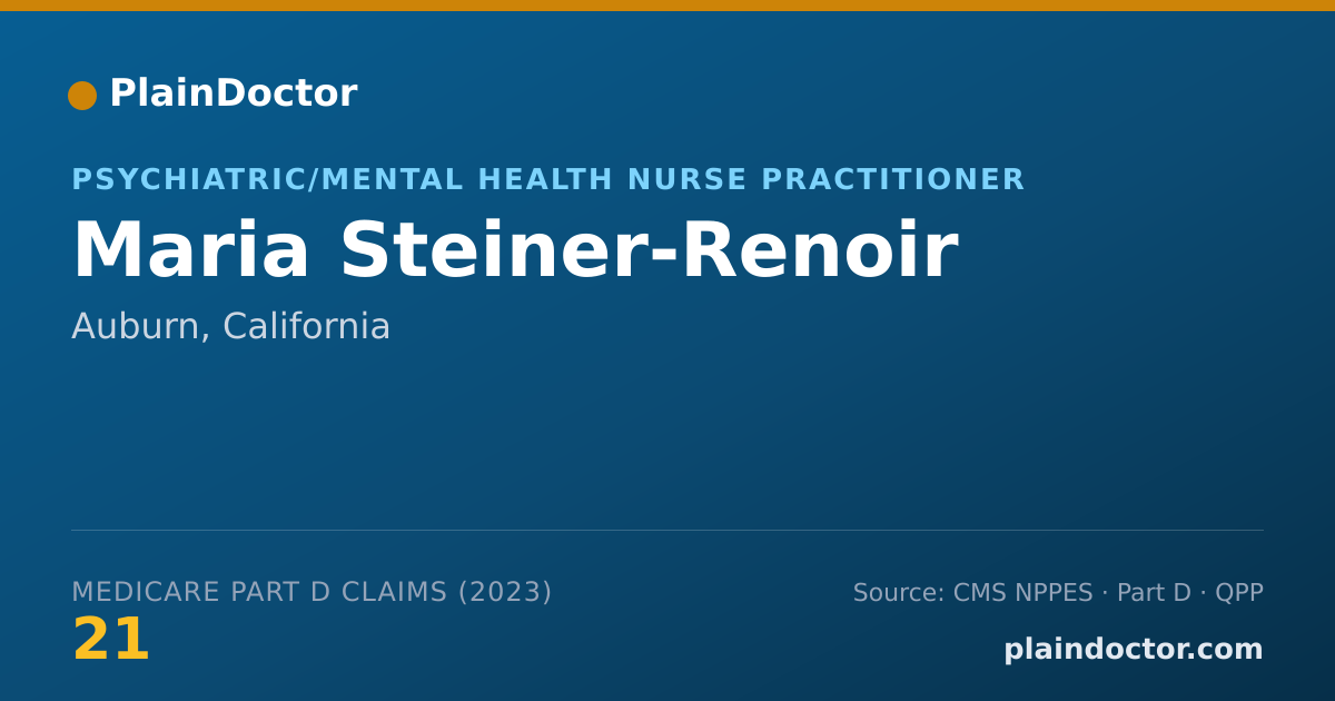 Shareable card for Maria Steiner-Renoir - Psychiatric/Mental Health Nurse Practitioner, Auburn, CA
