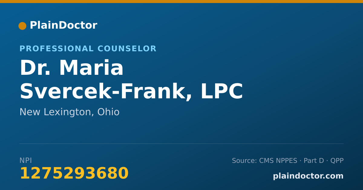 Shareable card for Maria Svercek-Frank, LPC - Professional Counselor, New Lexington, OH